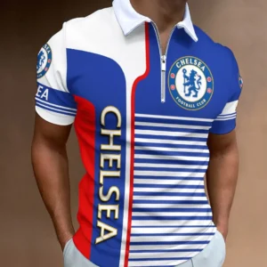Chelsea Zip Polo Shirt, All Over Print Shirt For Chelsea Fans EPL33050225127