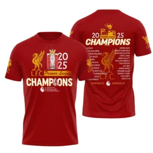 Liverpool T-Shirt Premier League Champions 2025 Unisex Shirts EPL38050525198