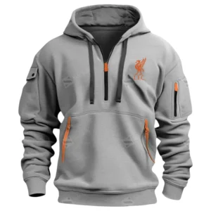 Liverpool Hoodie Half Zip Premier League Champions 2025 EPL40050825906 - Gray
