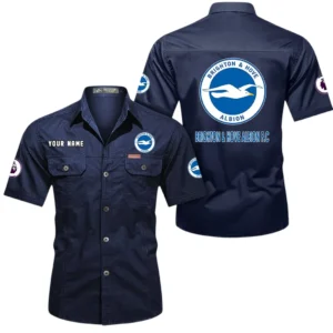 Brighton & Hove Albion Short Sleeved Shirt, Gift For Brighton & Hove Albion Fan EPL79052225457 - Dark Blue