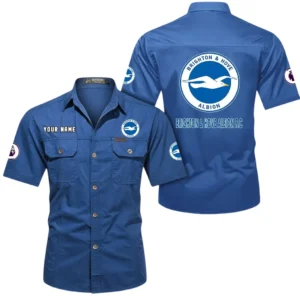 Brighton & Hove Albion Short Sleeved Shirt, Gift For Brighton & Hove Albion Fan EPL79052225457 - Cowboy Blue