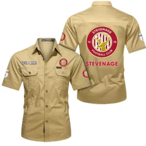 Stevenage Football Club Short Sleeved Shirt, Gift For Stevenage Football Club Fan EPL80052225344 - Khaki