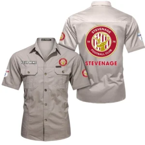 Stevenage Football Club Short Sleeved Shirt, Gift For Stevenage Football Club Fan EPL80052225344 - Beige