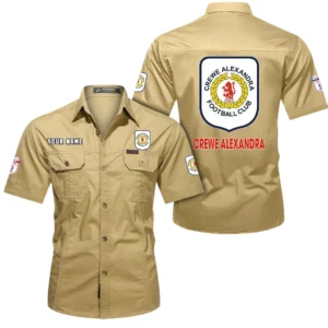 Crewe Alexandra Short Sleeved Shirt, Gift For Crewe Alexandra Fan EPL80052225347 - Khaki