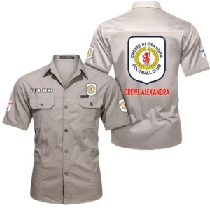 Crewe Alexandra Short Sleeved Shirt, Gift For Crewe Alexandra Fan EPL80052225347 - Beige