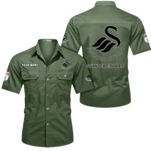 Swansea City Short Sleeved Shirt, Gift For Swansea City Fan EPL80052225358 - Army Green
