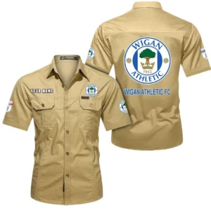 Wigan Athletic Short Sleeved Shirt, Gift For Wigan Athletic Fan EPL80052225368 - Khaki