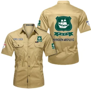 Plymouth Argyle Short Sleeved Shirt, Gift For Plymouth Argyle Fan EPL80052225380 - Khaki