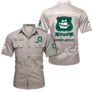 Plymouth Argyle Short Sleeved Shirt, Gift For Plymouth Argyle Fan EPL80052225380 - Beige