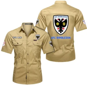 AFC Wimbledon Short Sleeved Shirt, Gift For AFC Wimbledon Fan EPL80052225392 - Khaki