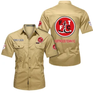 Fleetwood Town Short Sleeved Shirt, Gift For Fleetwood Town Fan EPL80052225398 - Khaki
