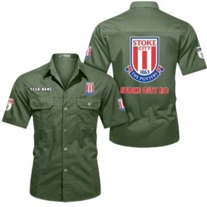 Stoke City Short Sleeved Shirt, Gift For Stoke City Fan EPL80052225404 - Army Green