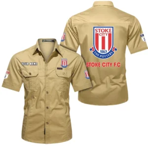 Stoke City Short Sleeved Shirt, Gift For Stoke City Fan EPL80052225404 - Khaki