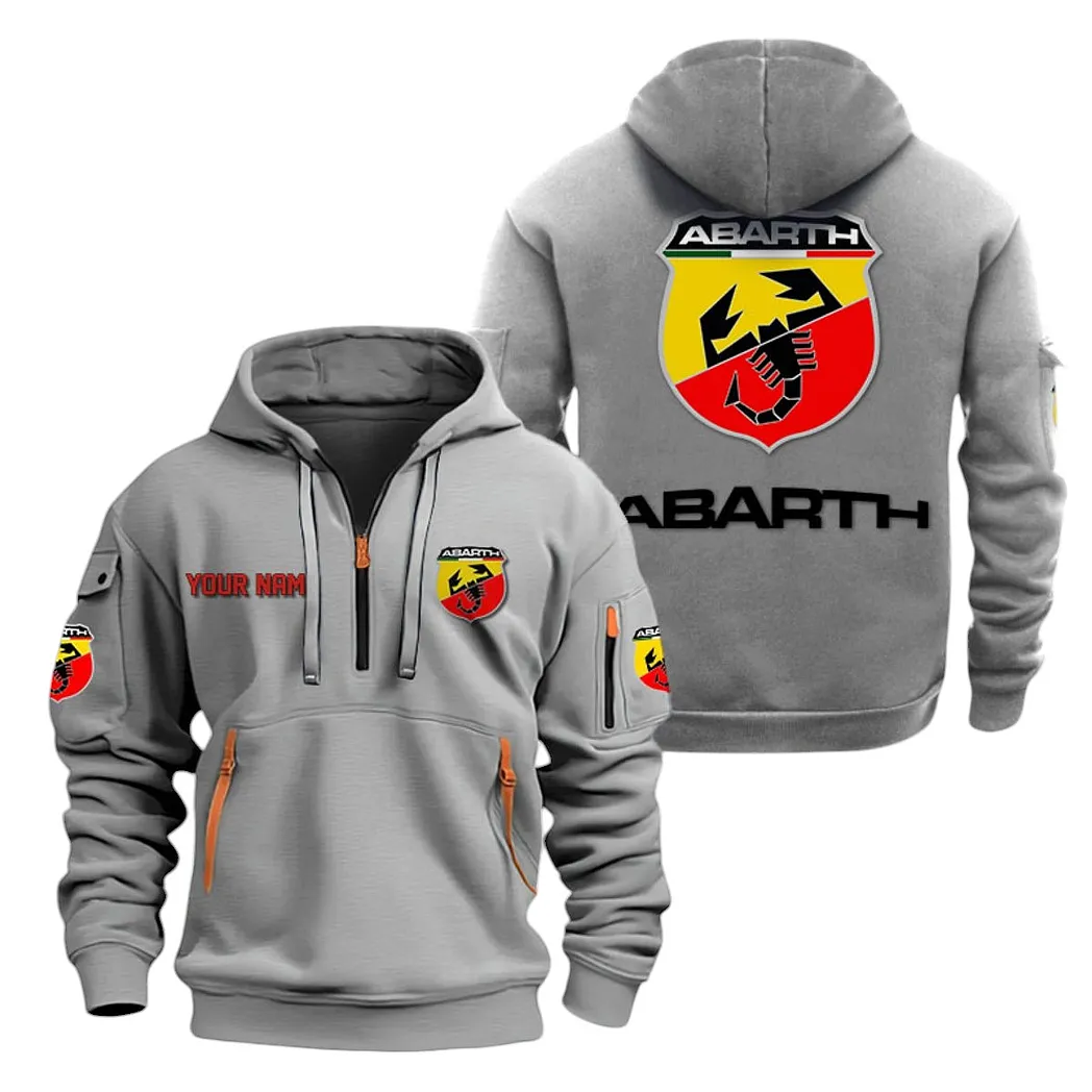 Abarth Half Zip Hoodie For Men, Gift For Abarth Lovers CAR20022125700 - Gray
