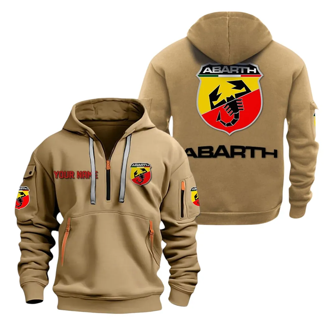 Abarth Half Zip Hoodie For Men, Gift For Abarth Lovers CAR20022125700 - Khaki