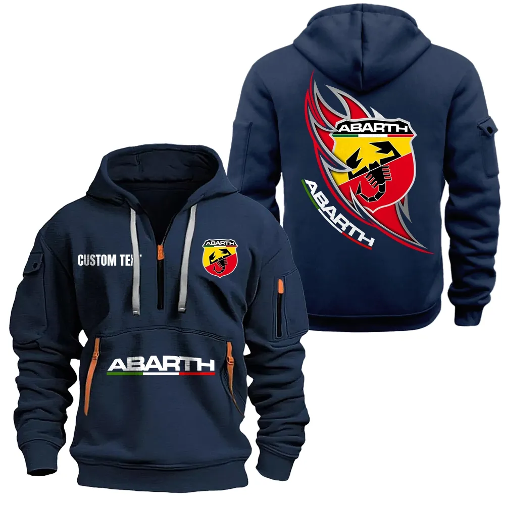 Abarth Hoodie Half Zipper CAR1701112025, CAR All Over Print Hoodie Half Zipper - Navy