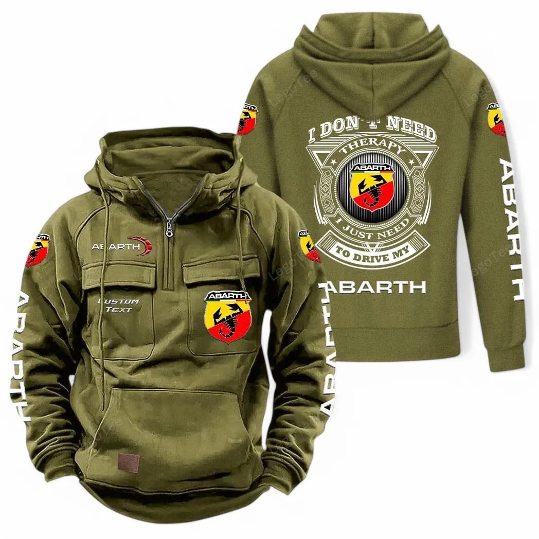 Abarth Tactical Quarter Zip Hoodie CAR106021525063, Gifts For Men, Him, Husband, Boyfriend - Army Green