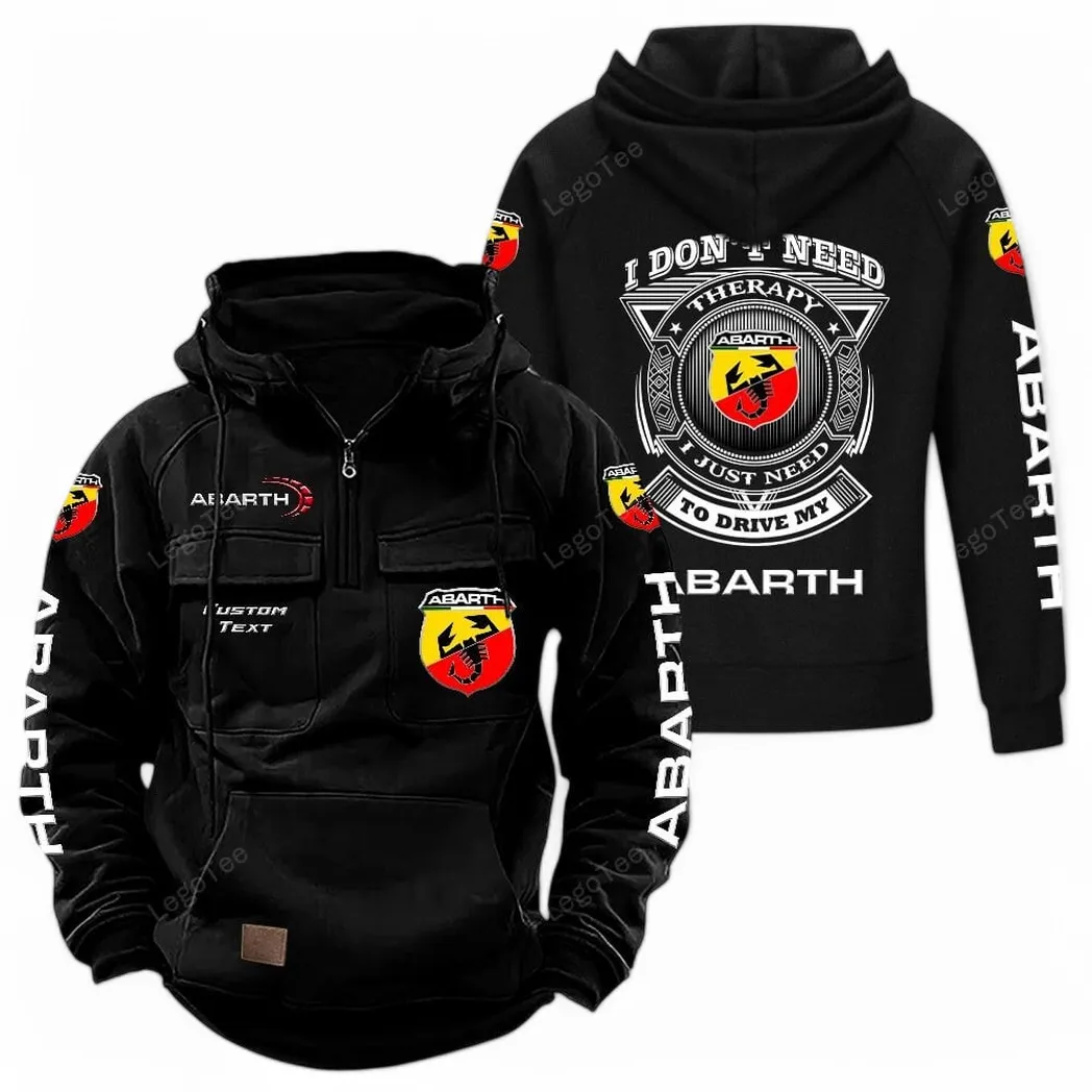 Abarth Tactical Quarter Zip Hoodie CAR106021525063, Gifts For Men, Him, Husband, Boyfriend - Black