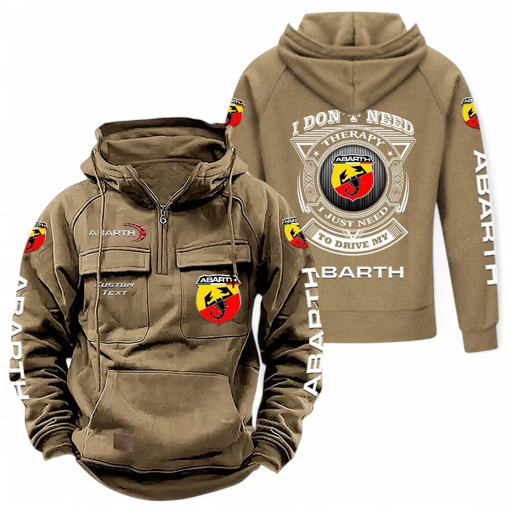 Abarth Tactical Quarter Zip Hoodie CAR106021525063, Gifts For Men, Him, Husband, Boyfriend - Khaki