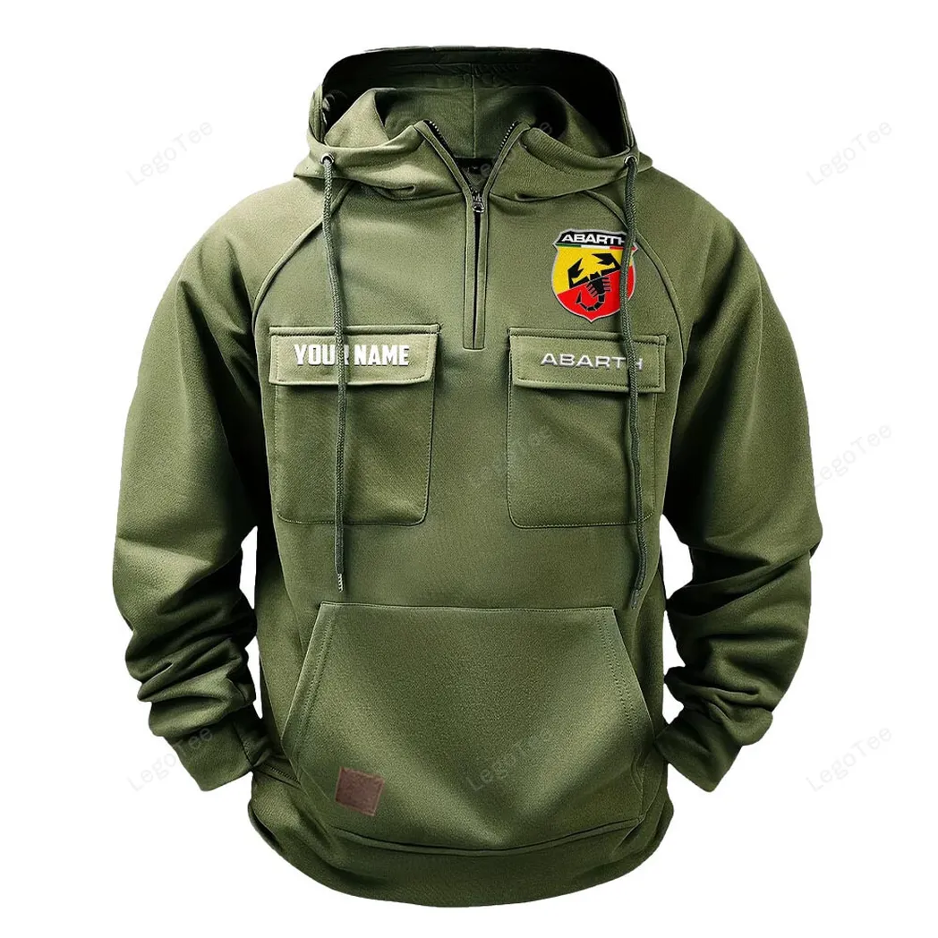 abarth tactical quarter zip hoodie gift for abarth lovers gift for him husband boyfriend army green car109021425411 1