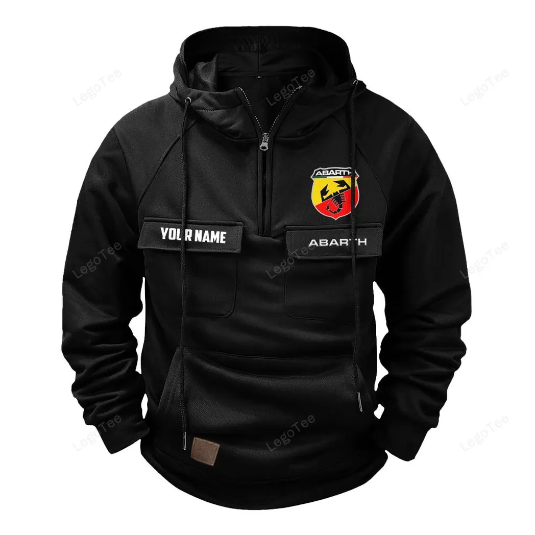 Abarth Tactical Quarter Zip Hoodie, Gift For Abarth Lovers, Gift For Him, Husband, Boyfriend - Black CAR109021425411-2