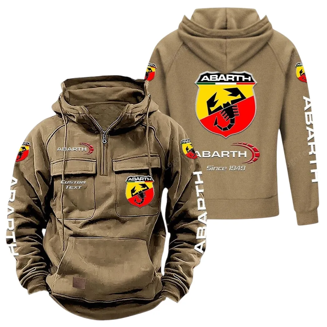 Abarth Tactical Quarter Zip Hoodie, Gift For Abarth Lovers, Gift For Him, Husband, Boyfriend - Khaki CAR96021425730-4