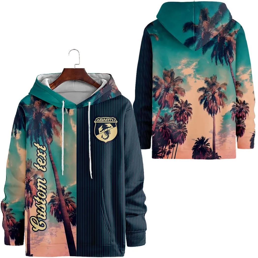 Abarth Vintage Hoodie Palm Custom, All Over Print Car Hoodie CAR431041625395