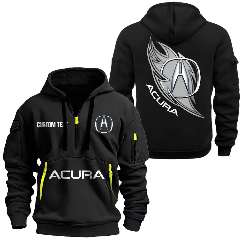 Acura Hoodie Half Zipper CAR1701112026, CAR All Over Print Hoodie Half Zipper - Black