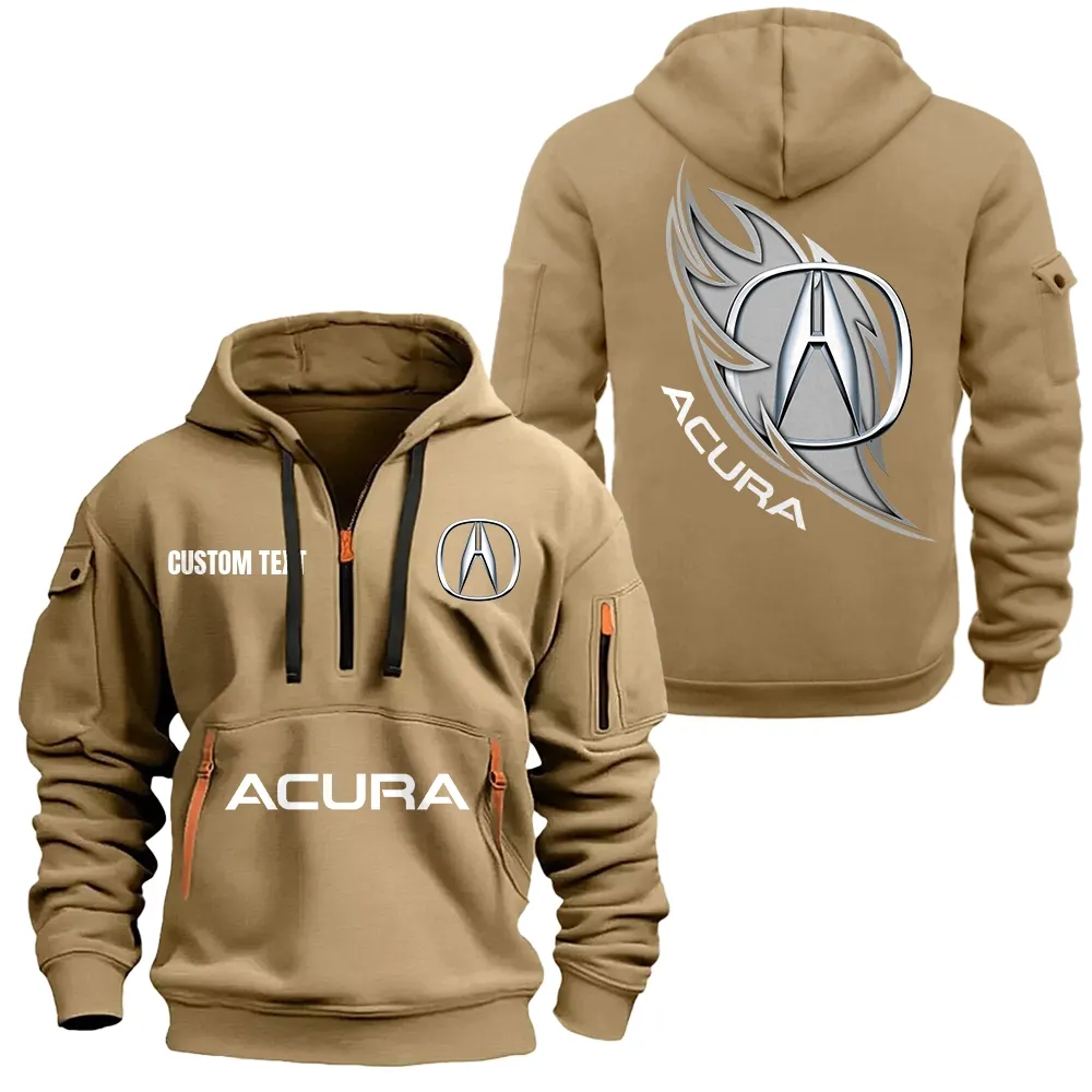 acura hoodie half zipper car1701112026 car all over print hoodie half zipper khaki jdrty