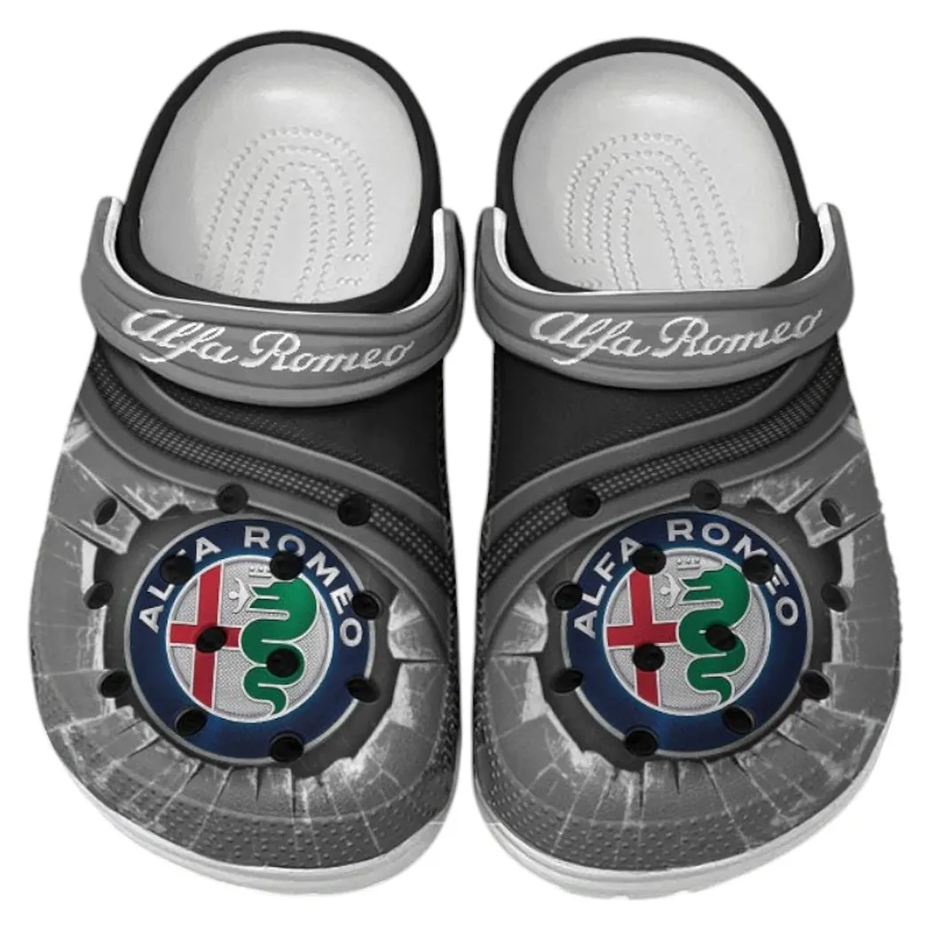 Alfa Romeo Crocs Clogs Men Women, Gift For Alfa Romeo Fan CAR188032025151 - Gray
