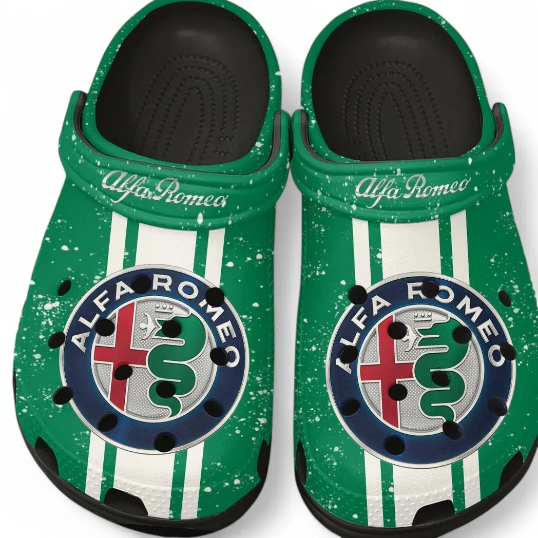 Alfa Romeo Crocs, Gift For Alfa Romeo Lovers, Gift For Him, Husband, Boyfriend CAR62022025033 - Black