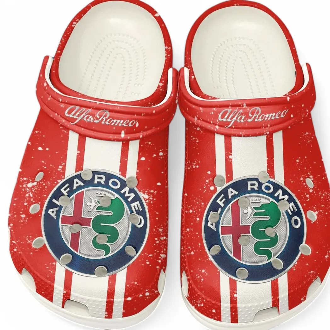 Alfa Romeo Crocs, Gift For Alfa Romeo Lovers, Gift For Him, Husband, Boyfriend CAR62022025108 - White