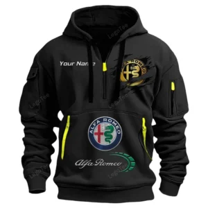 Alfa Romeo Half Zip Hoodie CAR113021425852, Best Gift for Him, Husband, Boyfriend - Black