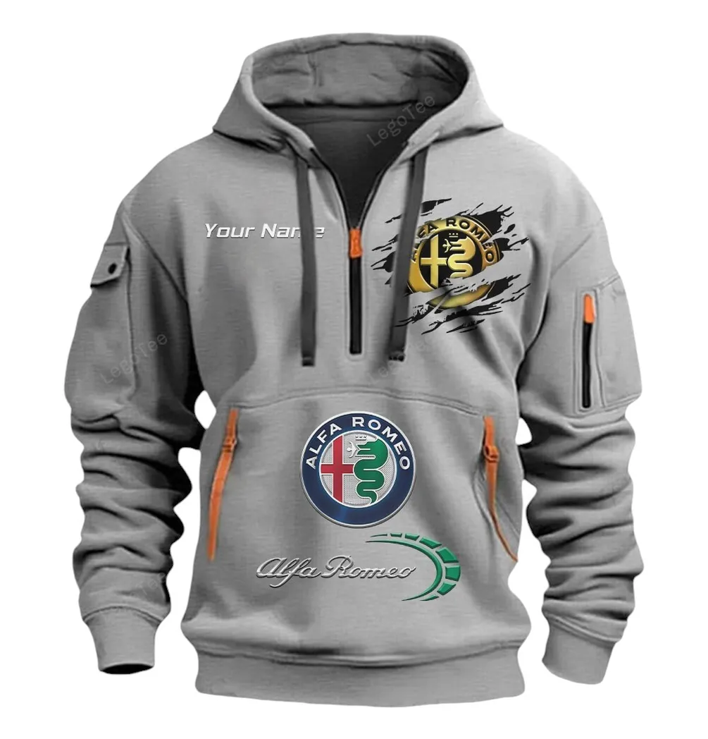 alfa romeo half zip hoodie car113021425852 best gift for him husband boyfriend gray