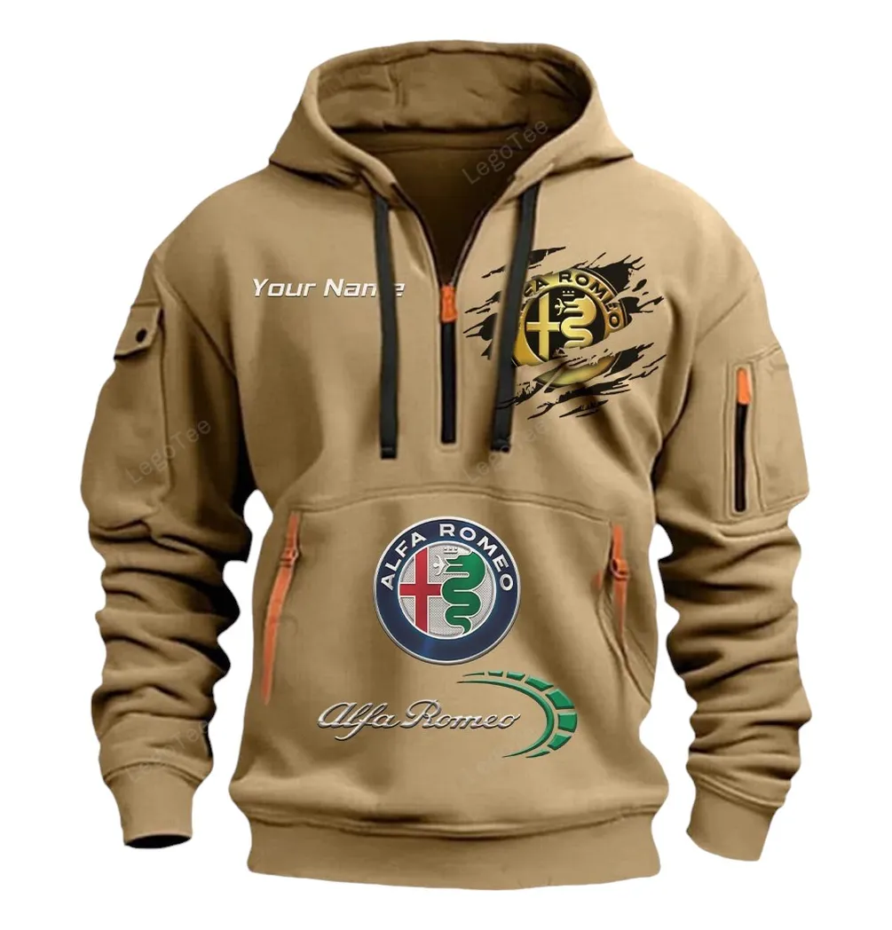 alfa romeo half zip hoodie car113021425852 best gift for him husband boyfriend khaki su4yn