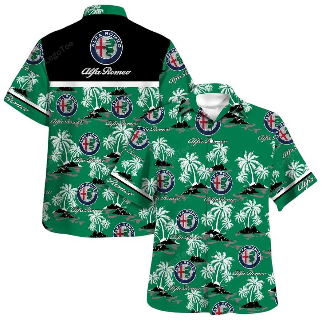 alfa romeo hawaiian shirt set for men gift for alfa romeo lovers gift for him husband boyfriend car144021125473 1