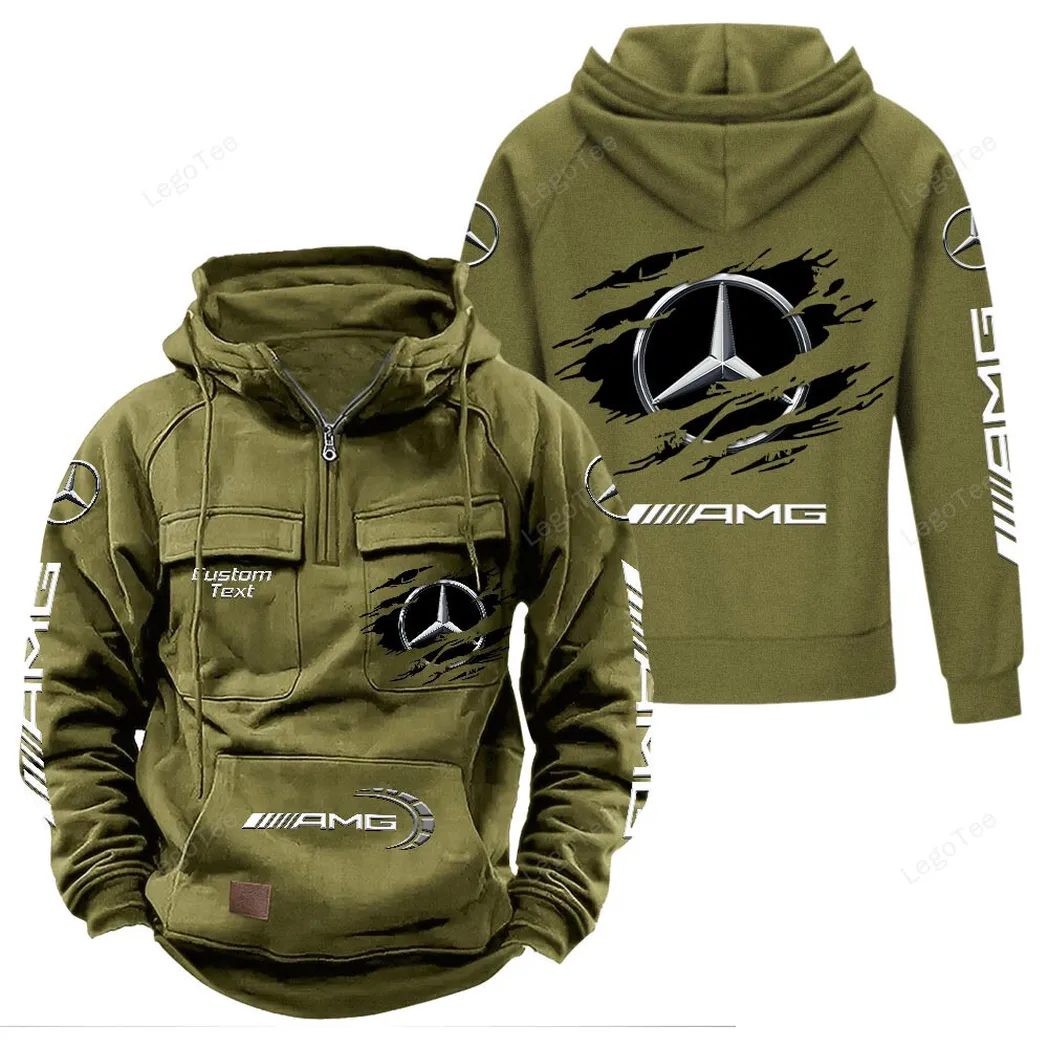 AMG Tactical Quarter Zip Hoodie, Gift For AMG Lovers, Gift For Him, Husband, Boyfriend - Army Green CAR122021425063-1