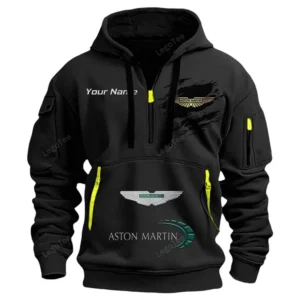 Aston Martin Half Zip Hoodie CAR113021425791, Best Gift for Him, Husband, Boyfriend - Black