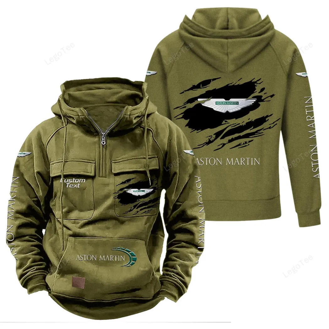 Aston Martin Tactical Quarter Zip Hoodie, Gift For Aston Martin Lovers, Gift For Him, Husband, Boyfriend - Army Green CAR122021425032-1