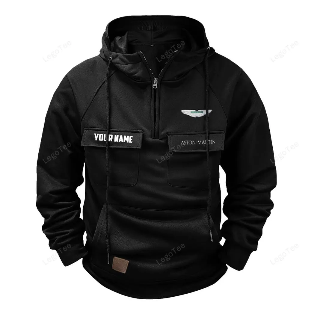 Aston Martin Tactical Quarter Zip Hoodie, Gift For Aston Martin Lovers, Gift For Him, Husband, Boyfriend - Black CAR109021425407-2