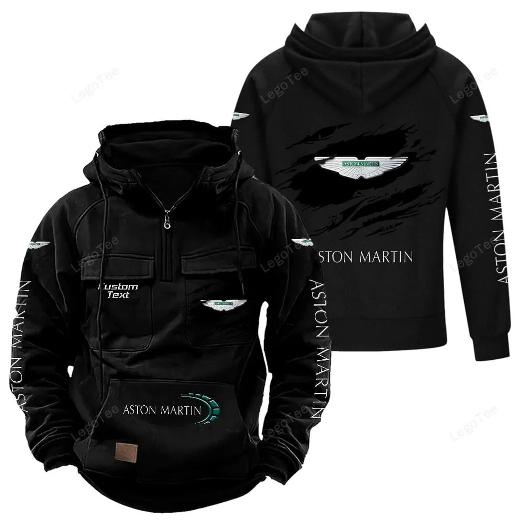 Aston Martin Tactical Quarter Zip Hoodie, Gift For Aston Martin Lovers, Gift For Him, Husband, Boyfriend - Black CAR122021425032-2