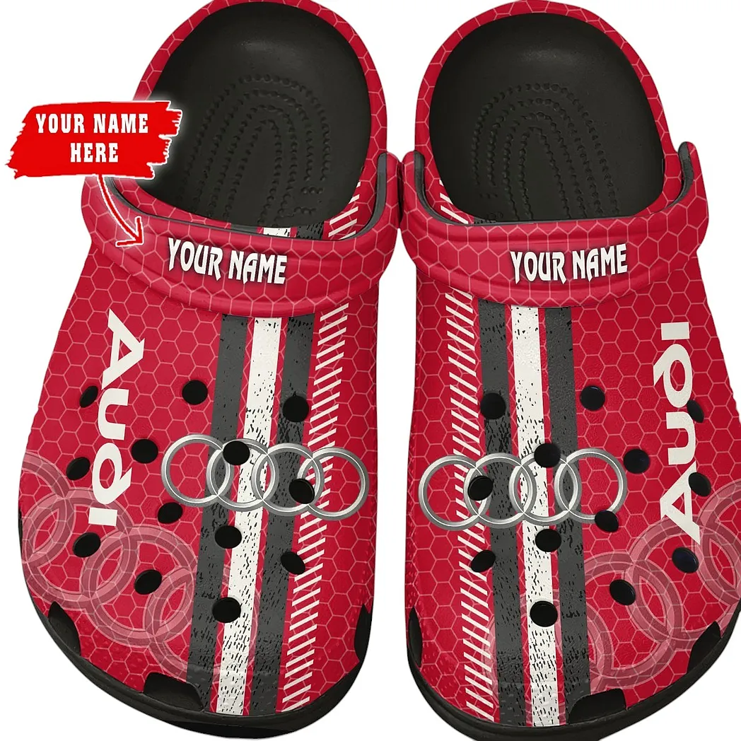 Audi Crocs Shoes Gift For Audi Lovers, Birthday Gift For Husband, Boyfriend CAR82022025560 - Black