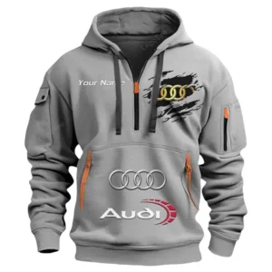 Audi Half Zip Hoodie CAR113021425777, Best Gift for Him, Husband, Boyfriend - Gray