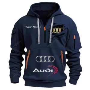 Audi Half Zip Hoodie CAR113021425777, Best Gift for Him, Husband, Boyfriend - Navy