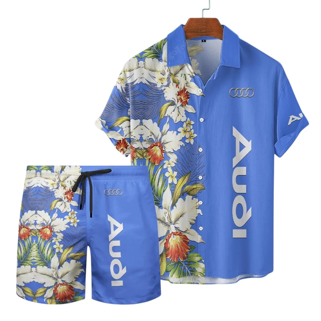 audi hawaiian shirt set gift for audi lovers gift for him husband boyfriend car12303042500 blue rbj8k