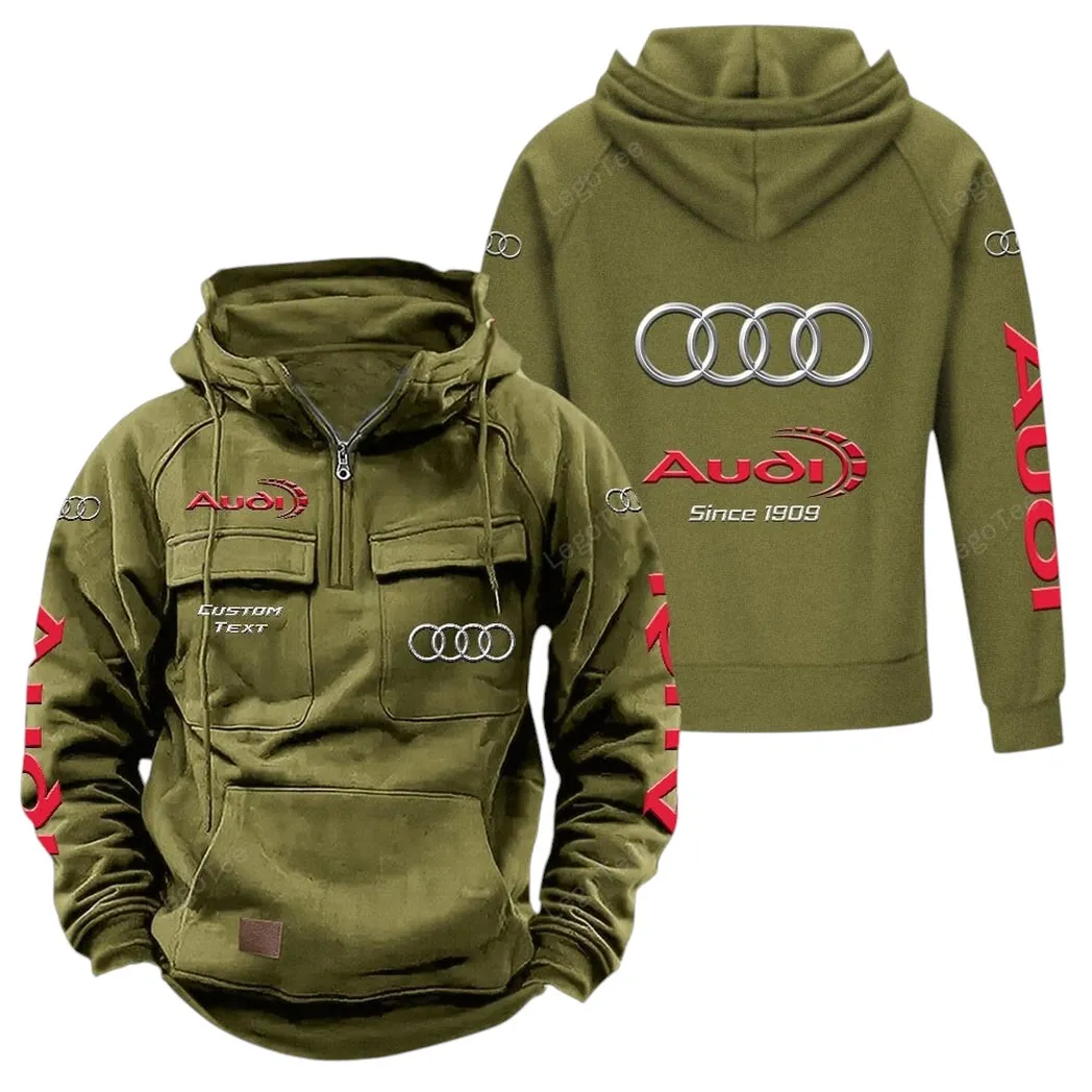 audi tactical quarter zip hoodie gift for audi lovers gift for him husband boyfriend army green car96021425669 1 ej00w