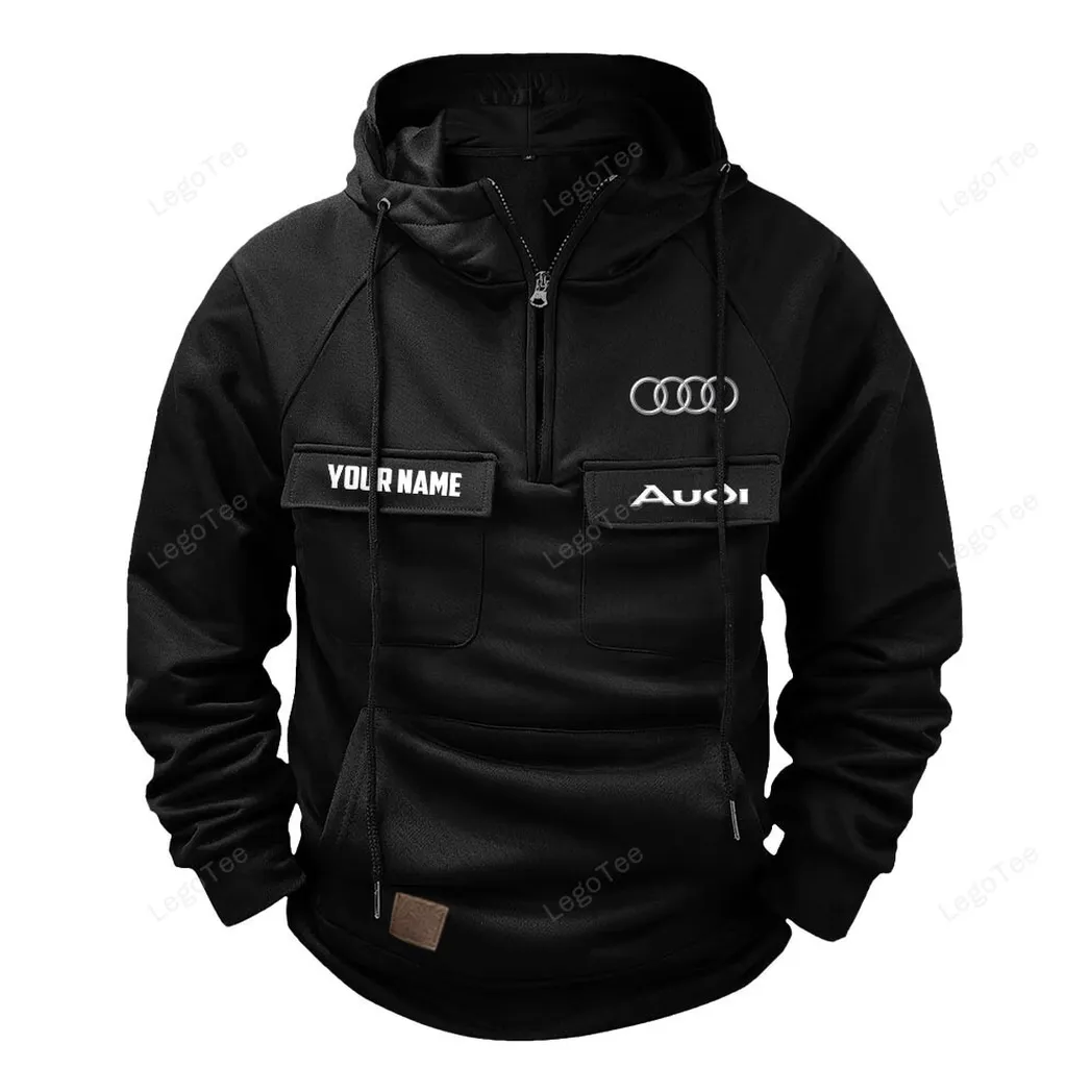 Audi Tactical Quarter Zip Hoodie, Gift For Audi Lovers, Gift For Him, Husband, Boyfriend - Black CAR109021425335-2
