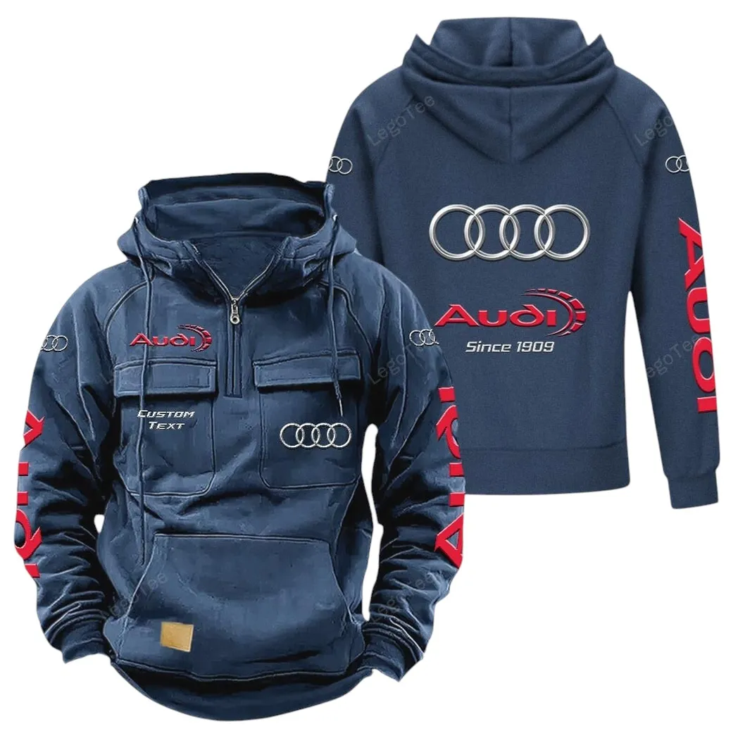 Audi Tactical Quarter Zip Hoodie, Gift For Audi Lovers, Gift For Him, Husband, Boyfriend - Dark Blue CAR96021425669-3