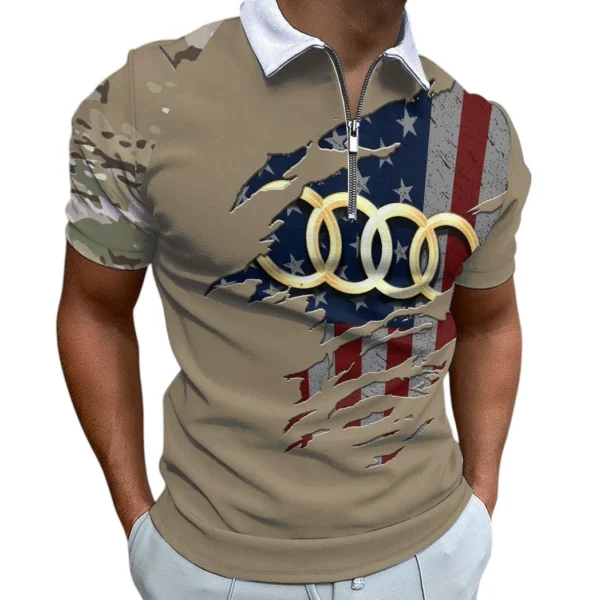 audi zipper polo shirt gift for audi lovers gift for him husband boyfriend car340213003 1 fp89u