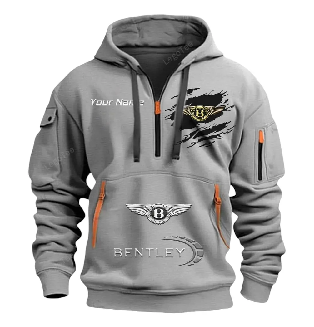 Bentley Half Zip Hoodie CAR113021425812, Best Gift for Him, Husband, Boyfriend - Gray bentley half zip hoodie car113021425812 best gift for him husband boyfriend gray imjmh